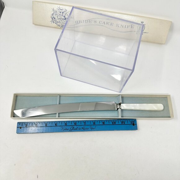 Vintage Pearl Handled Bride’s Cake Knife Sheffield Kirk & Matz Cutlery In Box - Picture 6 of 10